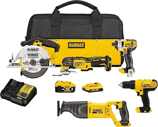 DEWALT 20V MAX 5-Tool Cordless Combo Kit w/Drill, Impact Driver & Saw DCK551D1M1